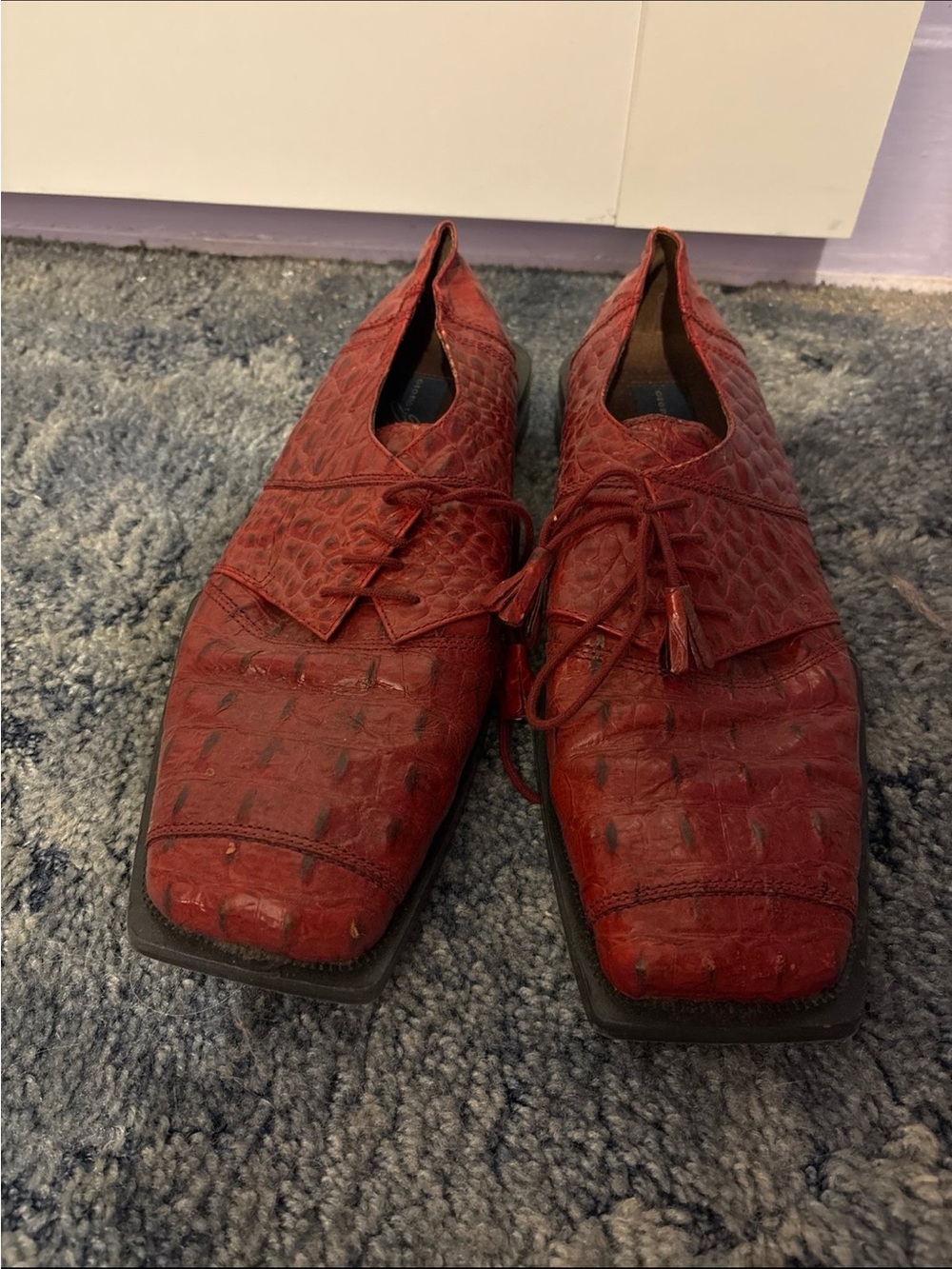 Giorgio Brutini Red Textured Lace-Up Oxfords